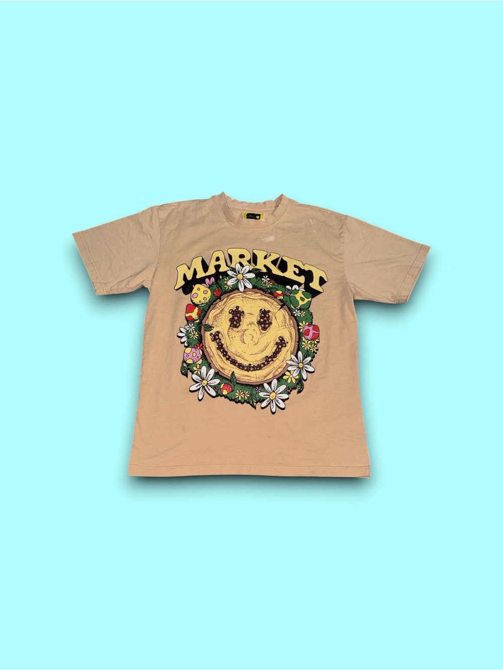 Chinatown Markey Smiley decomposition mushrooms t-shirt beige men’s medium